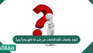 اعوذ بكلمات الله التامات من شر ما خلق وذرأ وبرأ .. أذكار الصباح والمساء