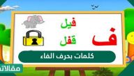 كلمات بحرف الفاء في البداية والوسط والنهاية ومعانيها