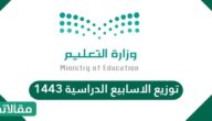 توزيع الاسابيع الدراسية 1444