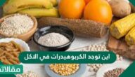 اين توجد الكربوهيدرات في الاكل