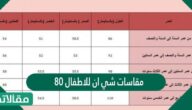 مقاسات شي ان للأطفال 80