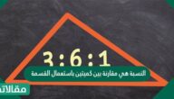 النسبة هي مقارنة بين كميتين باستعمال القسمة