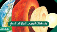  رتب طبقات الأرض من المركز إلى السطح