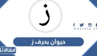 اسم حيوان بحرف ز الزاي