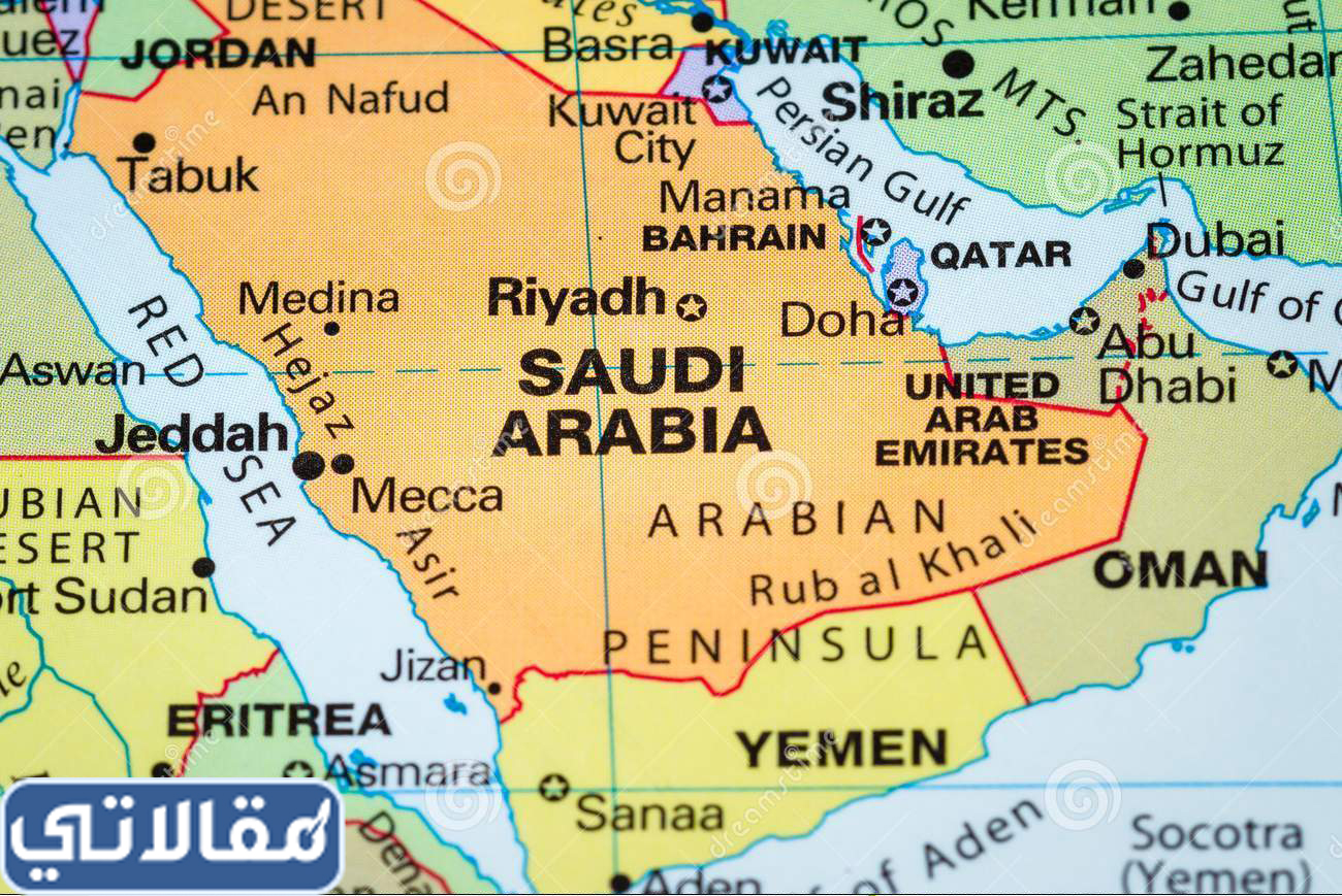 خريطة المملكة العربية السعودية بالإنجليزي