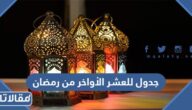جدول للعشر الأواخر من رمضان 1447