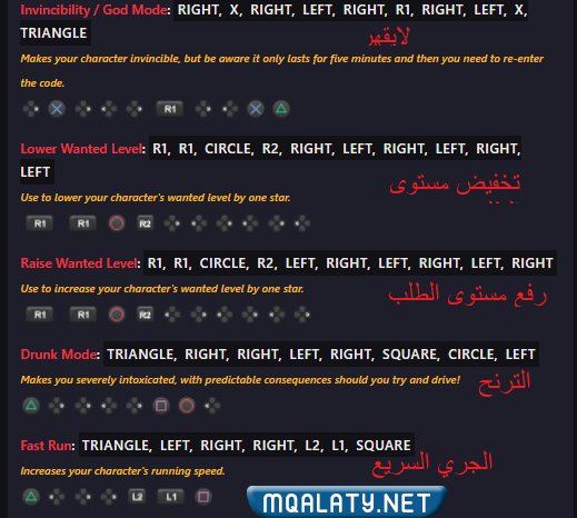 كلمات سر قراند 5 سوني 4