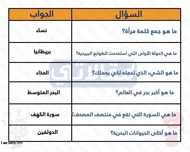 اسئلة مسابقات عائلية مع الحل