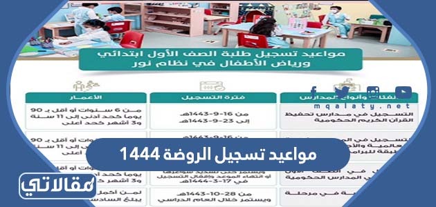 مواعيد تسجيل الروضة 1444