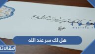 كلمات انشودة هل لك سر عند الله مكتوبة