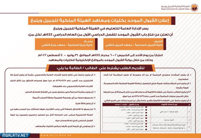 نتائج القبول في كلية الجبيل الجامعية