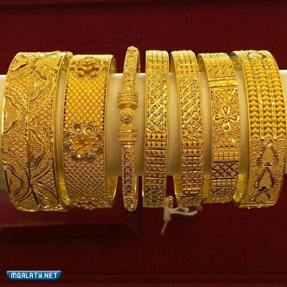 أشكال غوايش لازوردي ذهب سادة ومنقوش