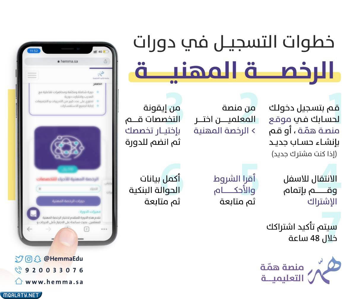 طريقو التسجيل في دورات منصة همة الرخصة المهنية