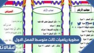 مطوية رياضيات ثالث متوسط الفصل الاول جاهزة للتحميل
