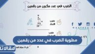 مطوية الضرب في عدد من رقمين pdf جاهزة للطباعة