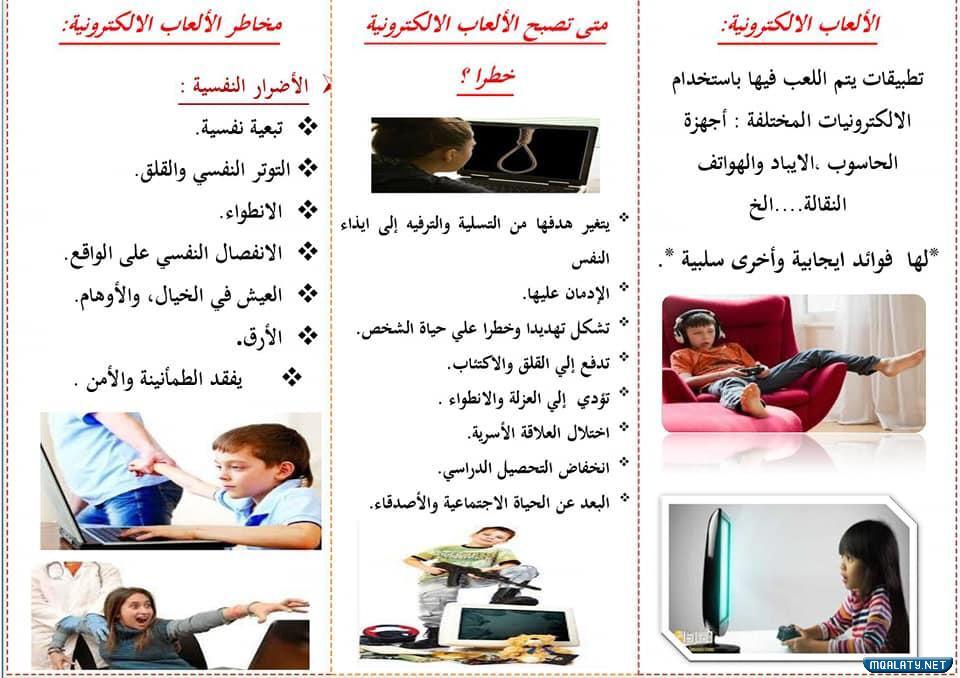 مطوية عن مخاطر الالعاب الالكترونية للطباعة