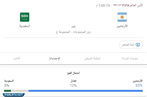 مباراة السعودية والارجنتين في كأس العالم 2022