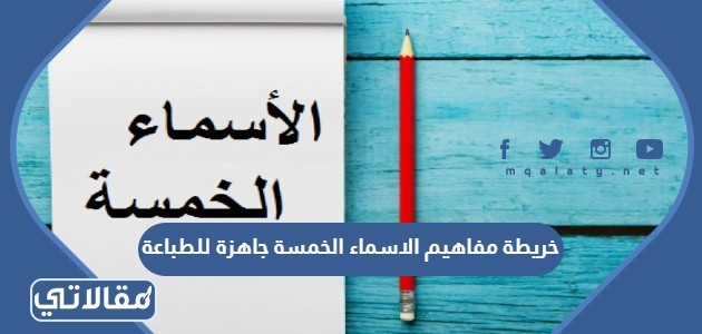 خريطة مفاهيم الاسماء الخمسة جاهزة للطباعة