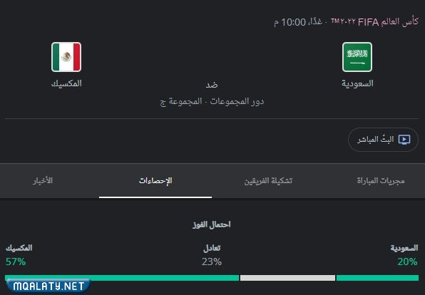 مباراة السعودية ضد المكسيك الساعة كم في مونديال قطر 2022