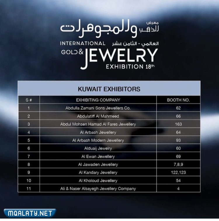 المشاركين في معرض المجوهرات الكويت 2022