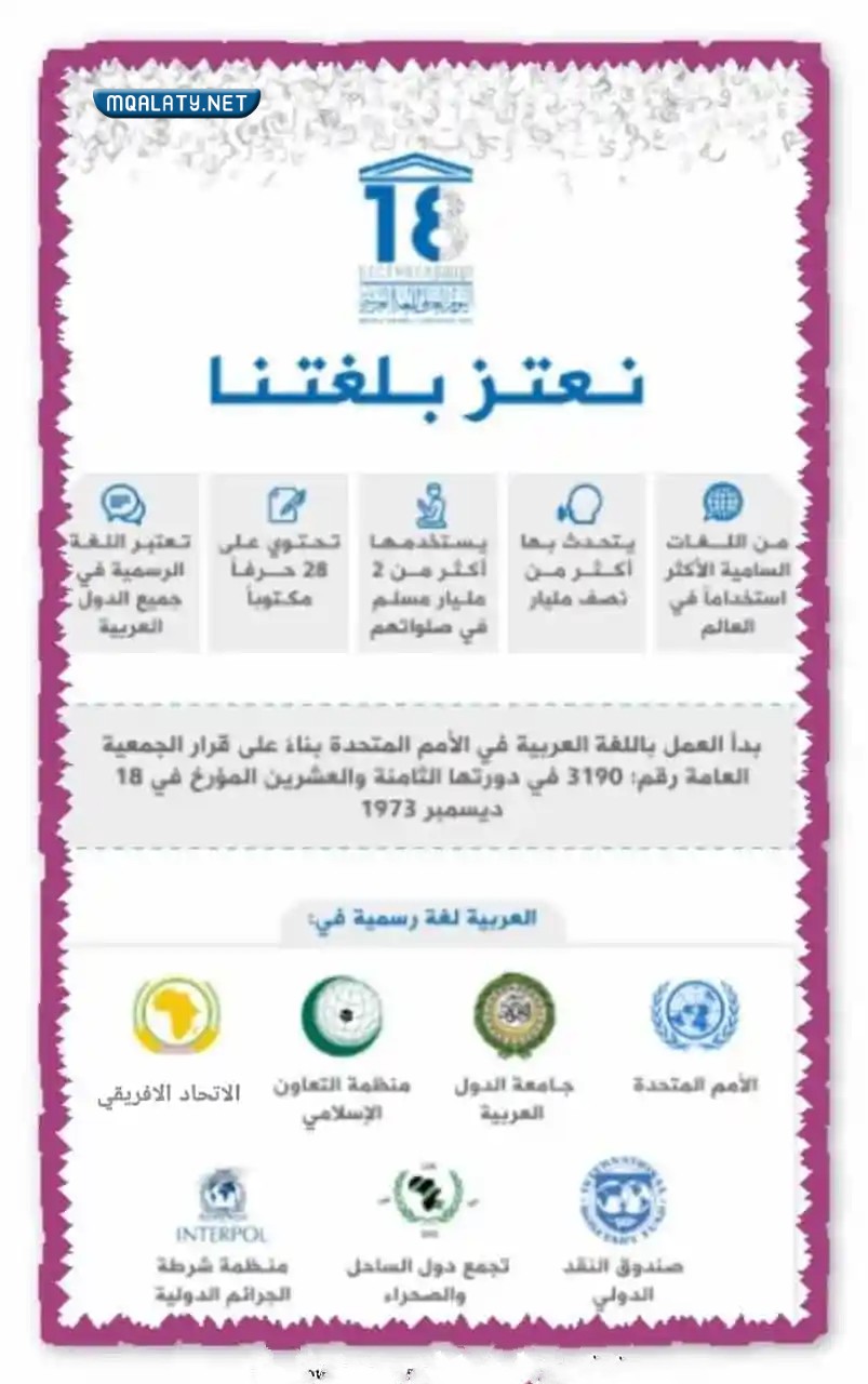 مطويات عن اليوم العالمي للغة العربية للطباعة