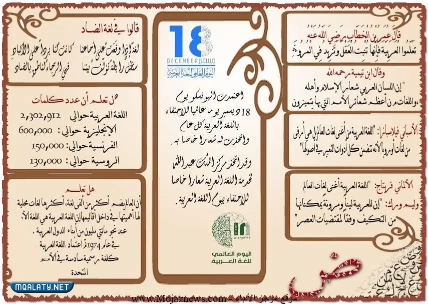 مطوية عن اليوم العالمي للغة العربية 2022