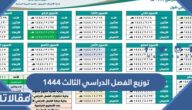توزيع الفصل الدراسي الثالث 1444