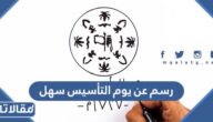 رسم عن يوم التأسيس سهل للأطفال 2025
